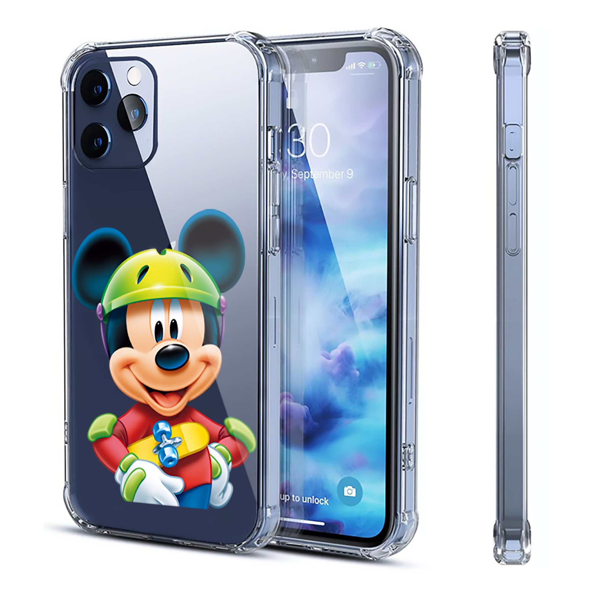 （画像用） ミッキーマウス Mickey Mouse 【iPhone 12シリーズ対応】透明スマホケース（クリアソフトケース）